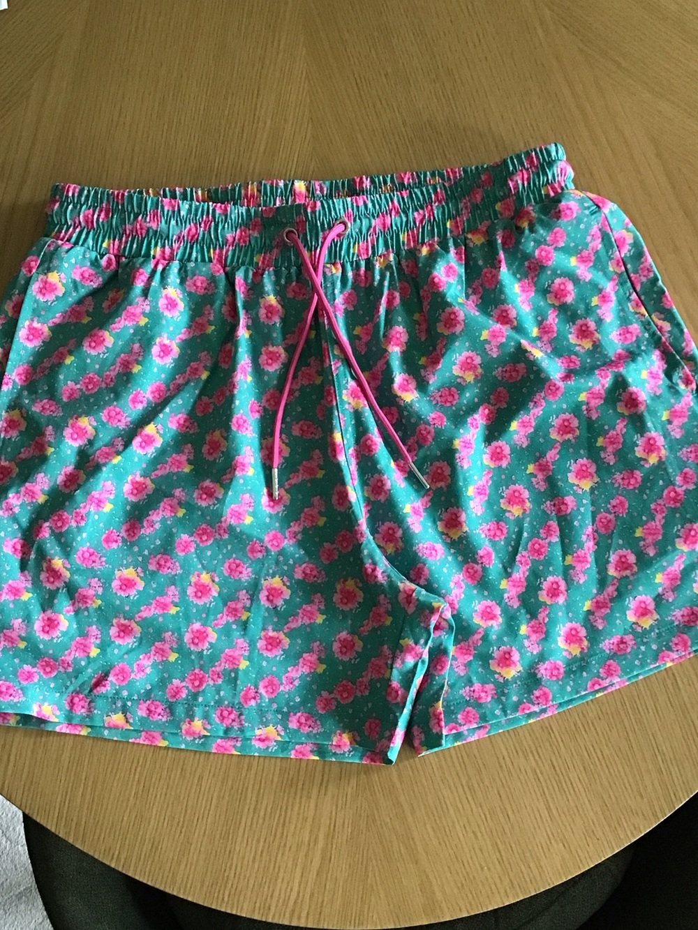 Strawberry Milk Mob Teal Shorts with Pink Floral Print